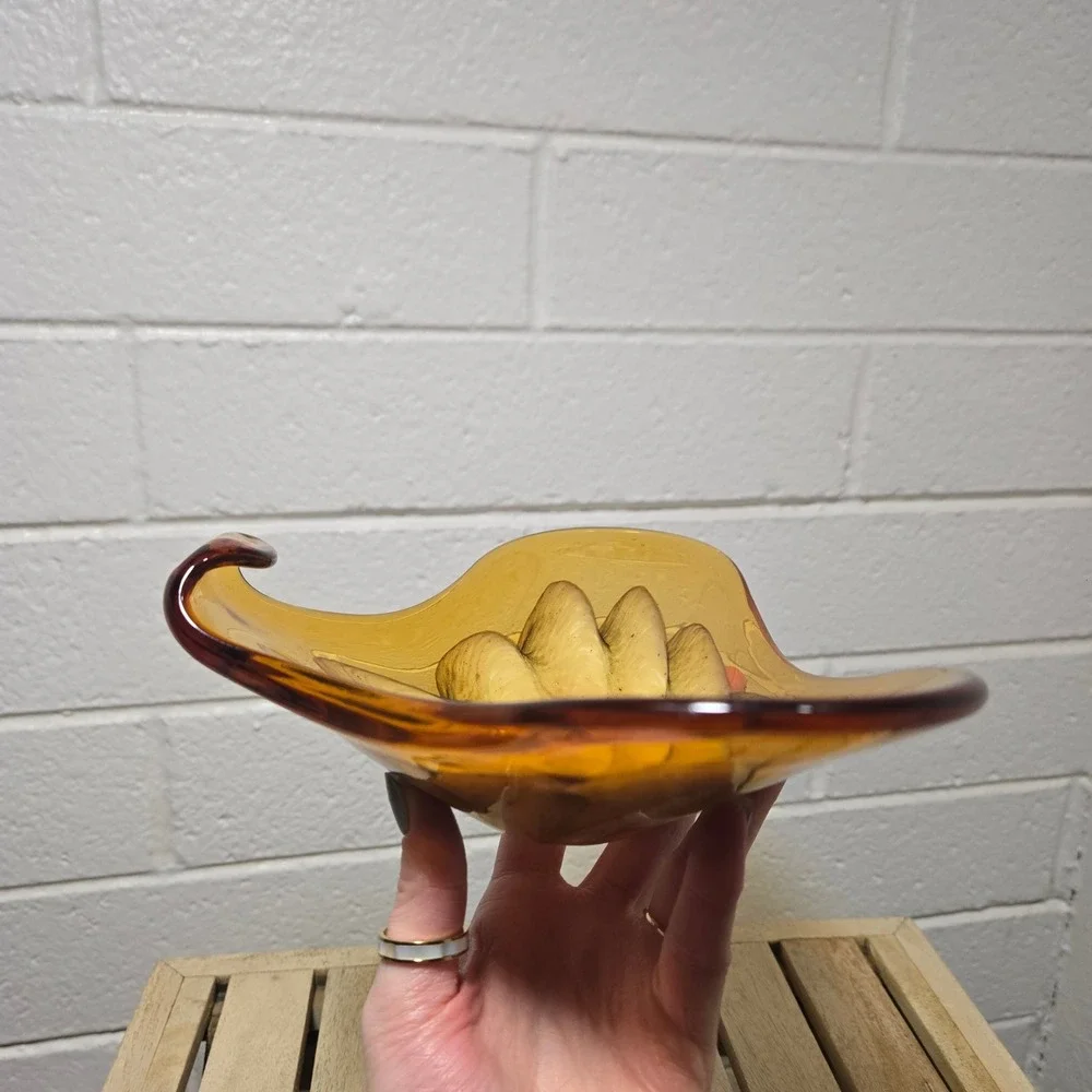 Vtg Fratelli Toso Murano Glass‎ Bowl Ashtray Candy Dish Flower Swirl MCM Decor